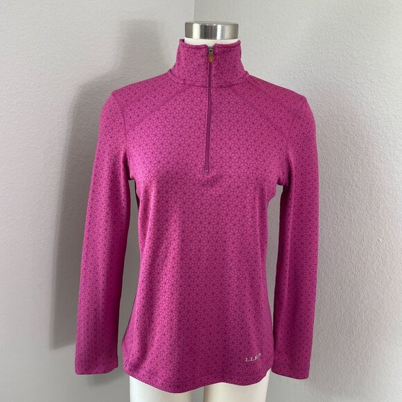 LL Bean Womens Small Pink 1/4 Zip Pullover Activewear Stretch Top Shirt - Picture 1 of 10